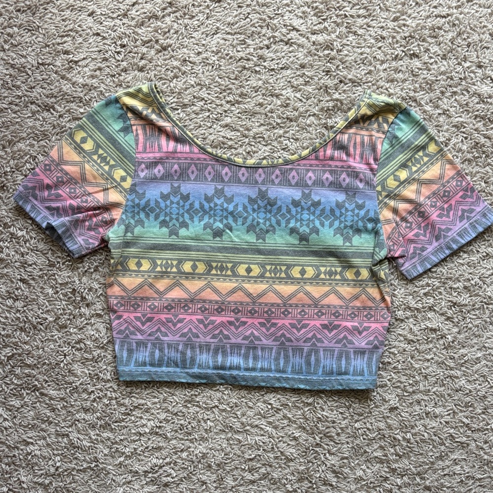 Nollie Multicolor Tribal Pattern Crop Top